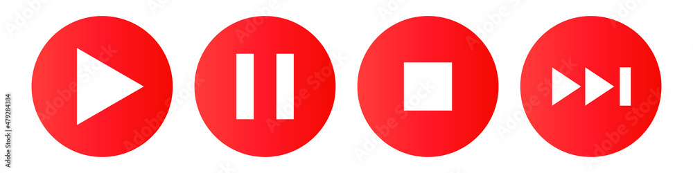 A set of control buttons. Vectors.