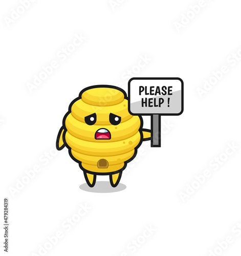 cute bee hive hold the please help banner