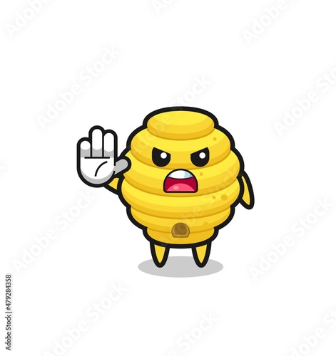 bee hive character doing stop gesture