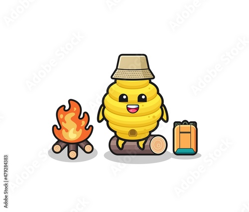 camping illustration of the bee hive cartoon