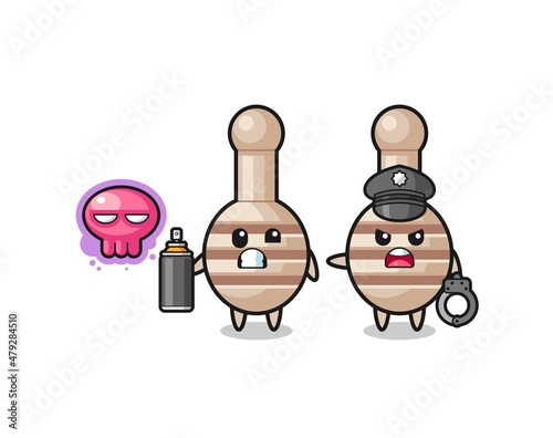 honey dipper cartoon doing vandalism and caught by the police