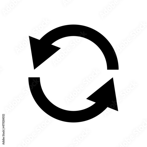 Rotating recycling symbol icon. Vector.