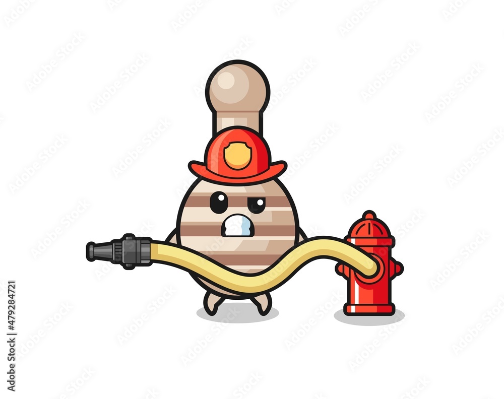 honey dipper cartoon as firefighter mascot with water hose honey dipper cartoon as firefighter mascot with water hose