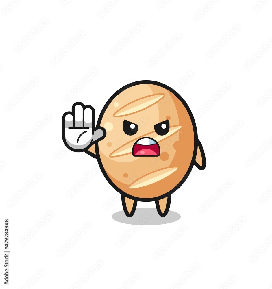 french bread character doing stop gesture french bread character doing stop gesture