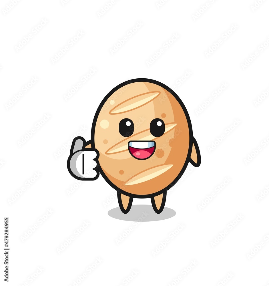 french bread mascot doing thumbs up gesture french bread mascot doing thumbs up gesture