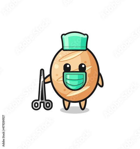 surgeon french bread mascot character