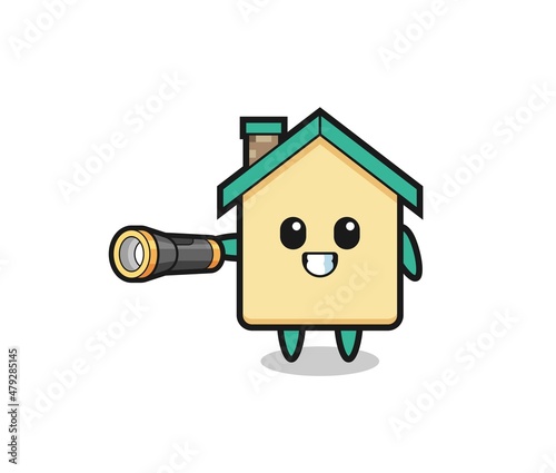 house mascot holding flashlight