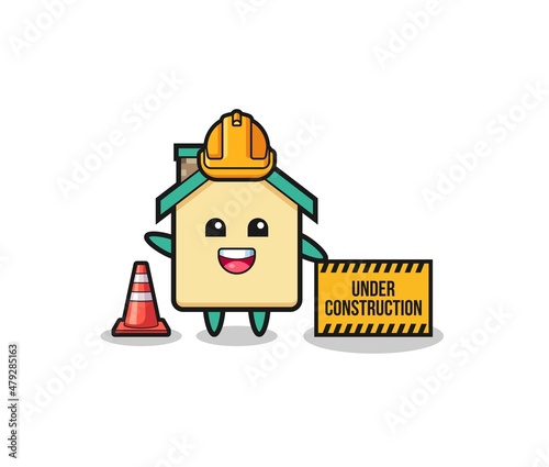 illustration of house with under construction banner