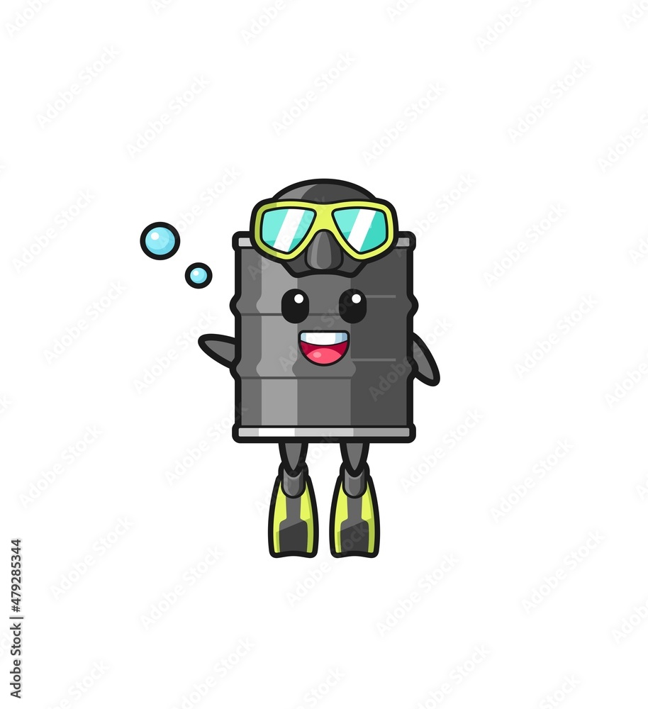 Fototapeta premium the oil drum diver cartoon character