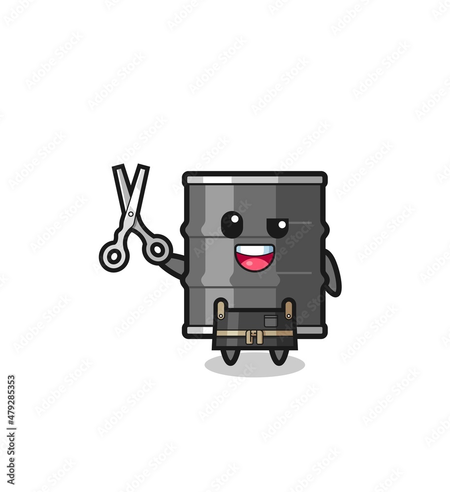 oil drum character as barbershop mascot oil drum character as barbershop mascot