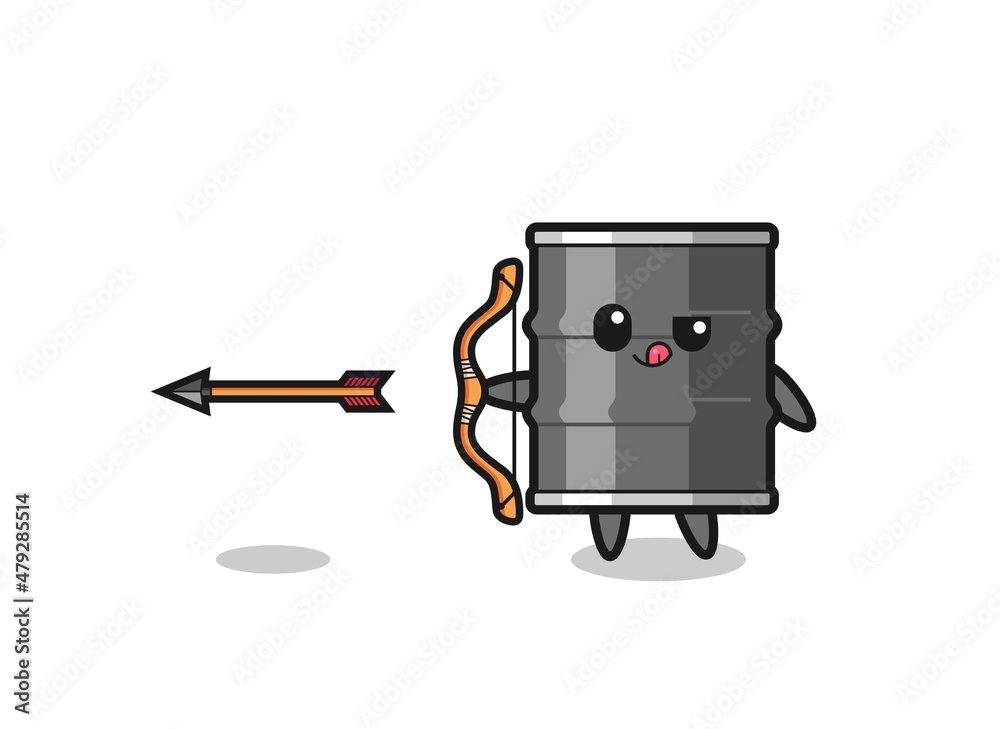 illustration of oil drum character doing archery illustration of oil drum character doing archery