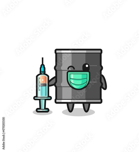 oil drum mascot as vaccinator