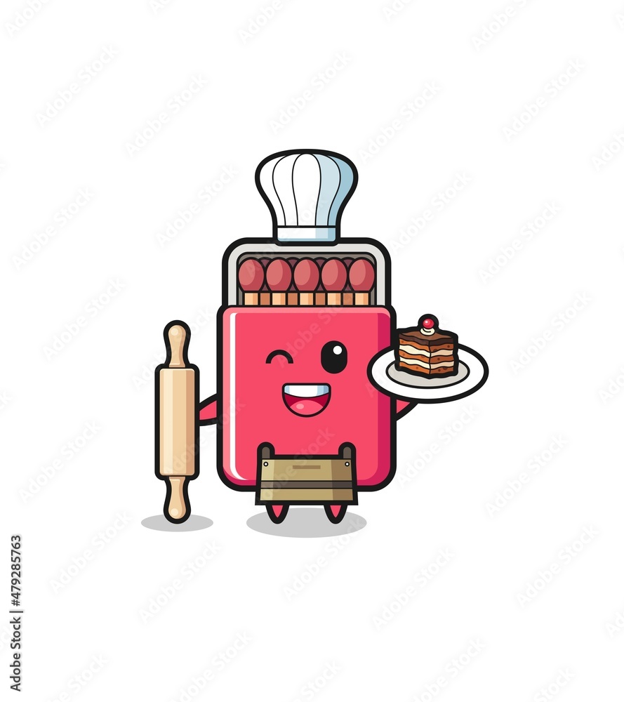 matches box as pastry chef mascot hold rolling pin matches box as pastry chef mascot hold rolling pin