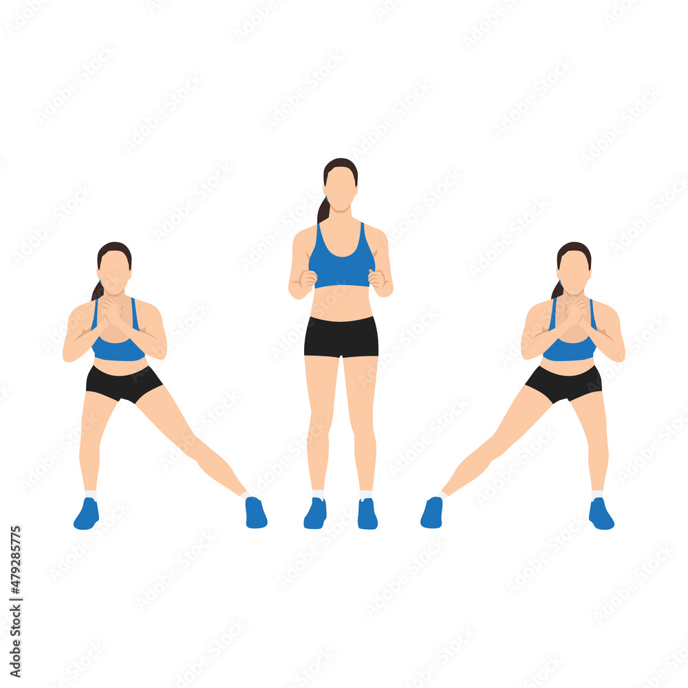 Woman doing Alternating side lunge exercise. Flat vector illustration isolated on white background