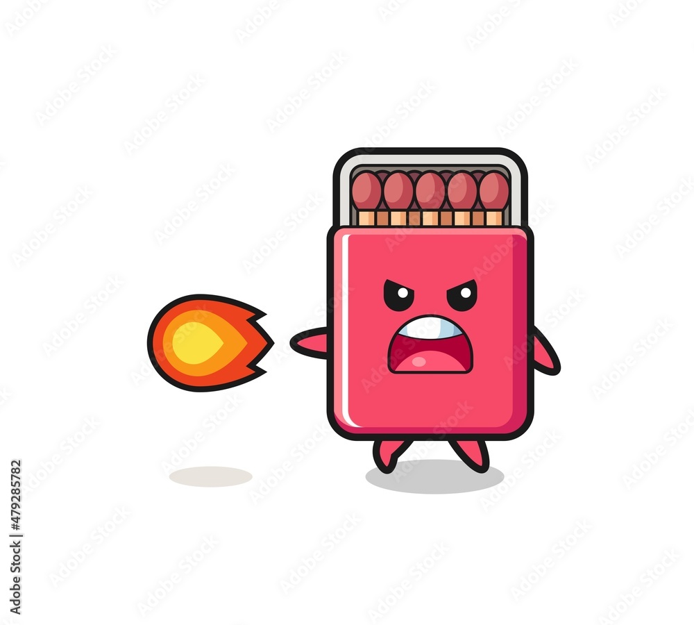 cute matches box mascot is shooting fire power cute matches box mascot is shooting fire power