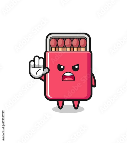 matches box character doing stop gesture