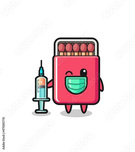 matches box mascot as vaccinator