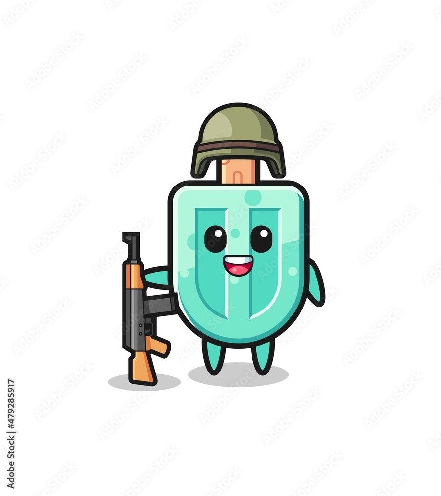 cute popsicles mascot as a soldier