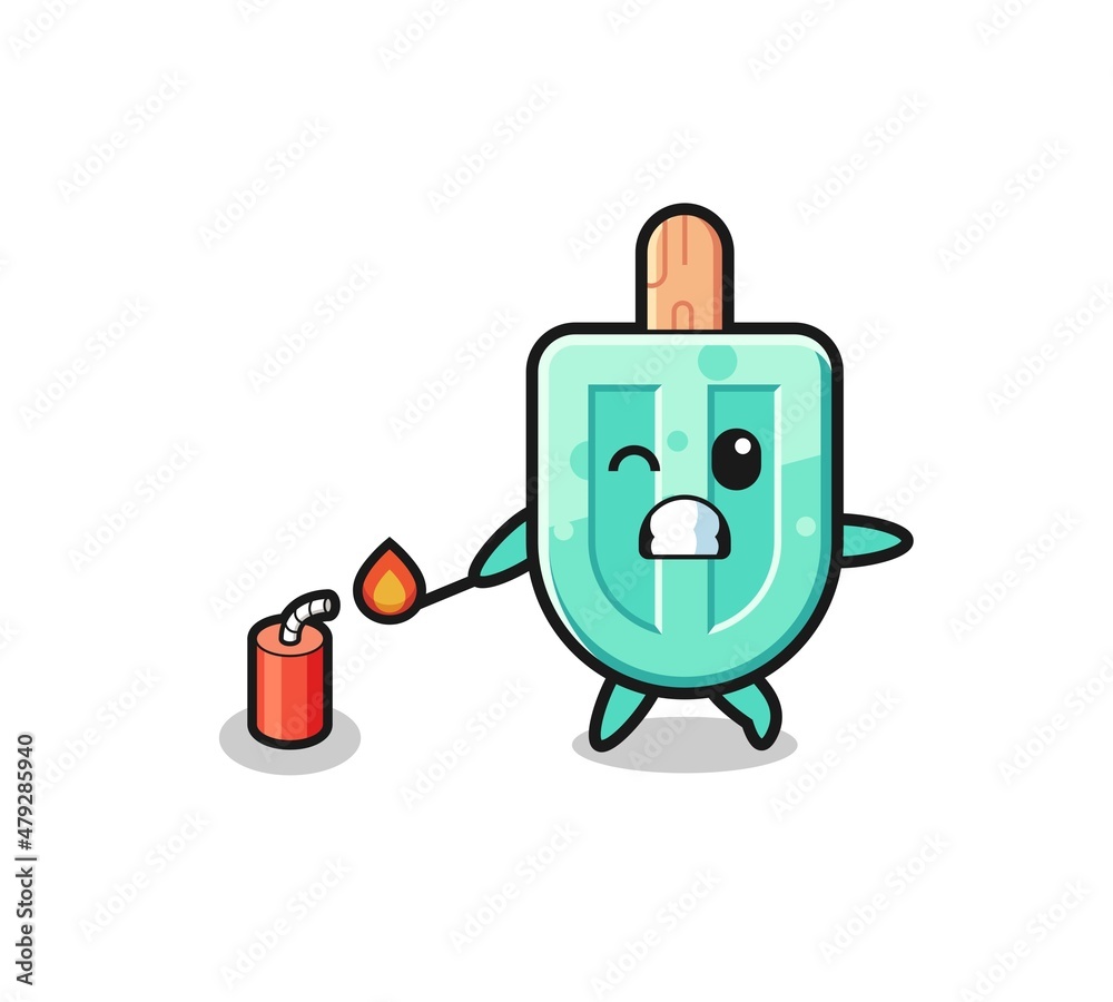 popsicles mascot illustration playing firecracker popsicles mascot illustration playing firecracker