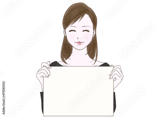 セミロングの女性_フリップ_笑顔