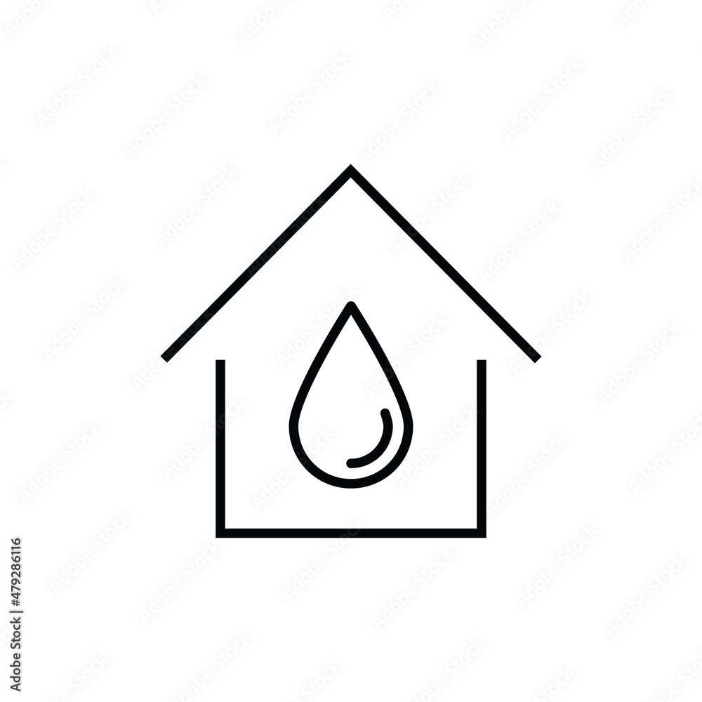 Building as establishment or facility. Outline monochrome sign in flat style. Suitable for stores, advertisements, articles, books etc. Line icon of water drop Building as establishment or facility. Outline monochrome sign in flat style. Suitable for stores, advertisements, articles, books etc. Line icon of water drop