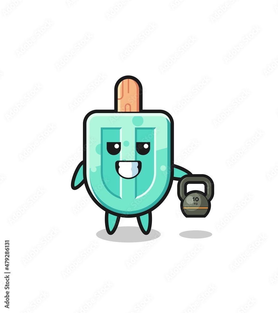 Obraz premium popsicles mascot lifting kettlebell in the gym
