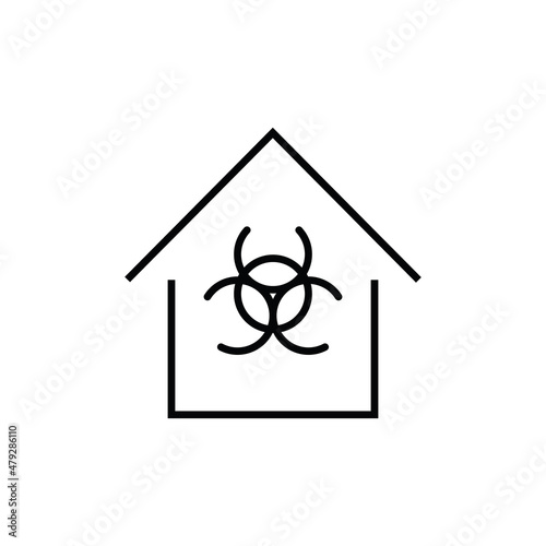 Building as establishment or facility. Outline monochrome sign in flat style. Suitable for stores, advertisements, articles, books etc. Line icon of Biological hazard sign