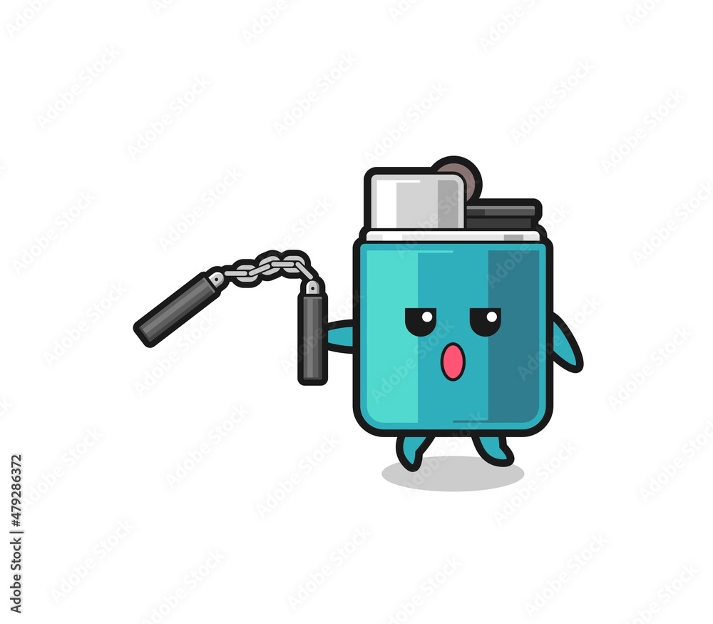 cartoon of lighter using nunchaku cartoon of lighter using nunchaku