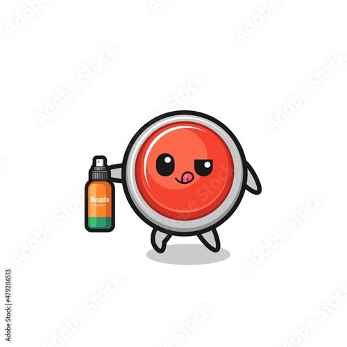 cute emergency panic button holding mosquito repellent