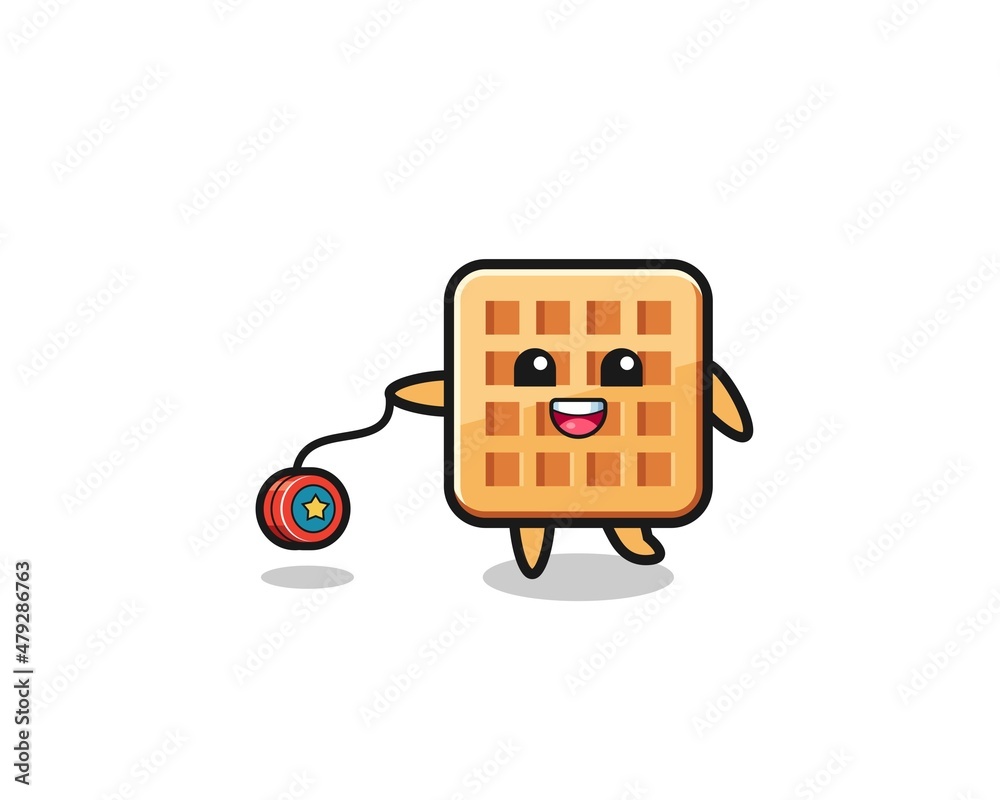 cartoon of cute waffle playing a yoyo cartoon of cute waffle playing a yoyo