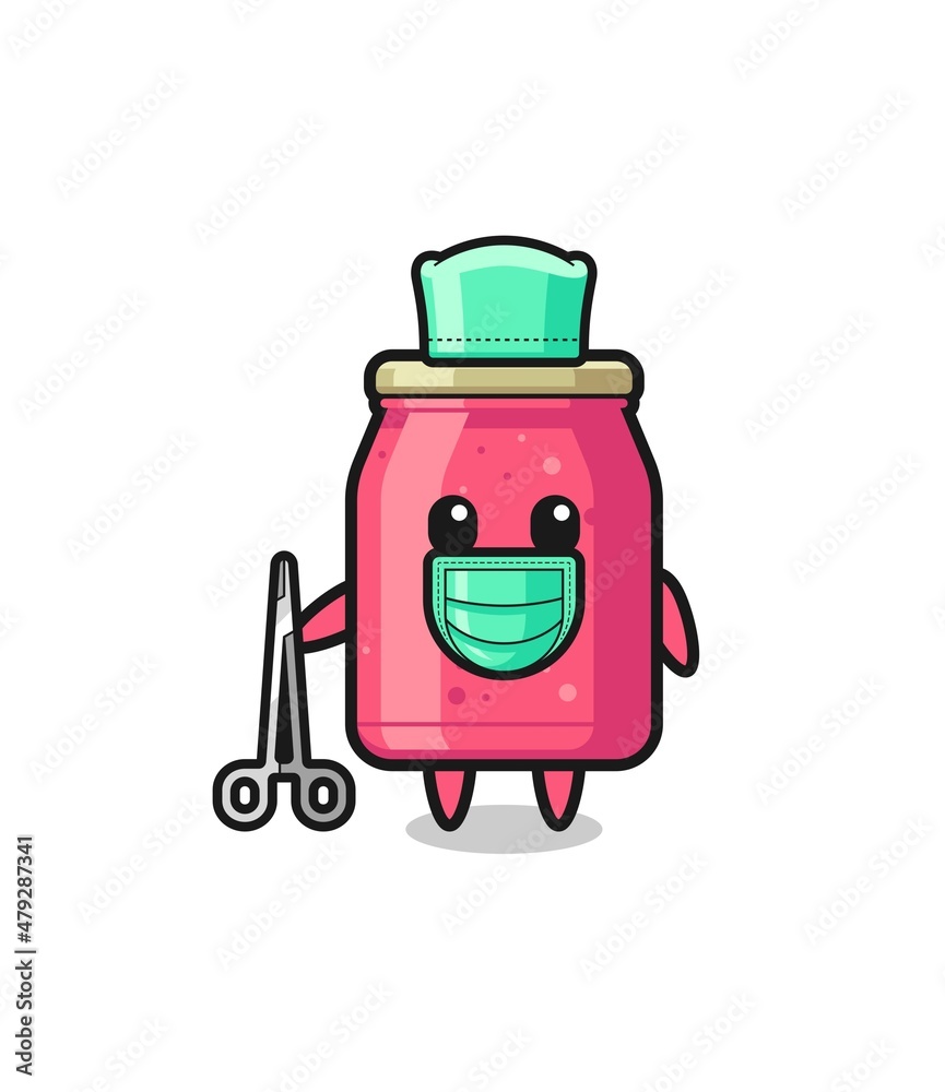 surgeon strawberry jam mascot character surgeon strawberry jam mascot character