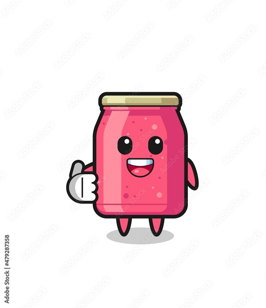 strawberry jam mascot doing thumbs up gesture strawberry jam mascot doing thumbs up gesture