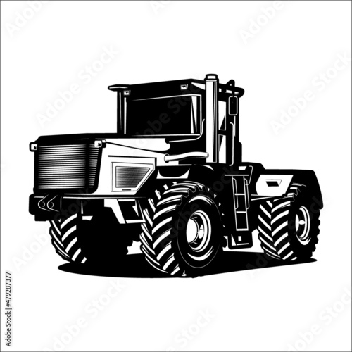 tractor black on white background