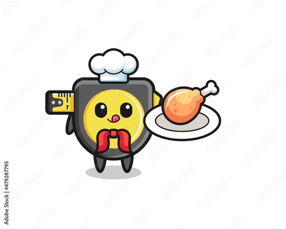 tape measure fried chicken chef cartoon character