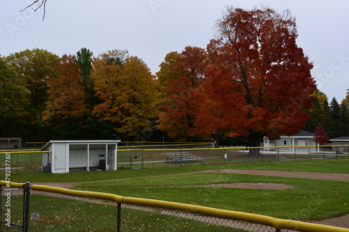 baseball field in autumn