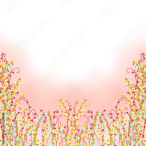 ボタニカル背景　ピンク系