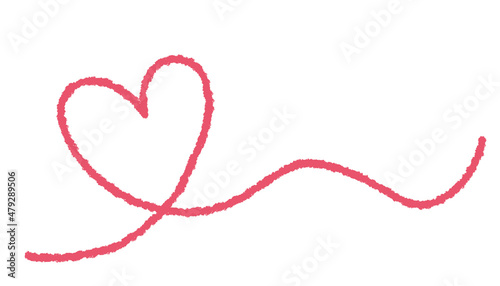 Doodle pink heart drawn with crayons, Vector hand drawn line illustration