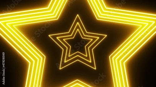 4K Abstract Golden Star Neon Light Award VJ Loop Background Loop Animation