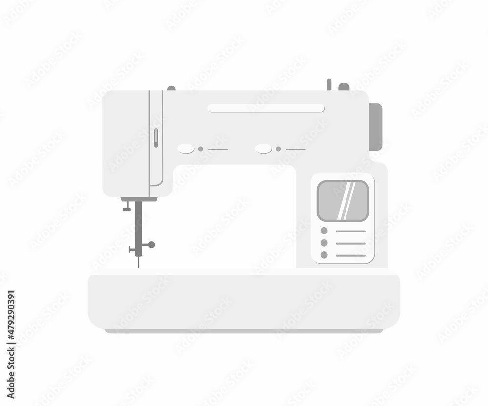 Sewing machine grey isolated on white background. Cartoon flat style