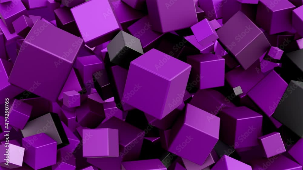 Field of brushed pink and grey cubes rotating in a low gravity field Field of brushed pink and grey cubes rotating in a low gravity field