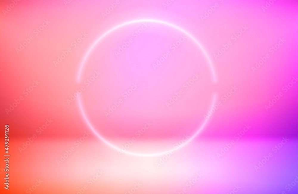 Neon glowing circle elements on vivid background Neon glowing circle elements on vivid background