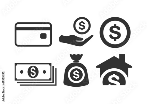 Banking, crypto, tax and finance icons set.