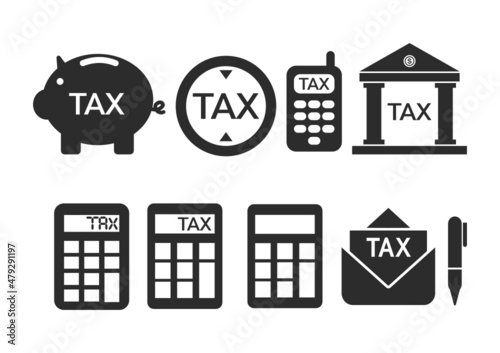 Banking, crypto, tax and finance icons set.