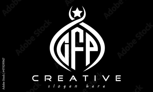DFP three letters monogram curved oval initial logo design, geometric minimalist modern business shape creative logo, vector template