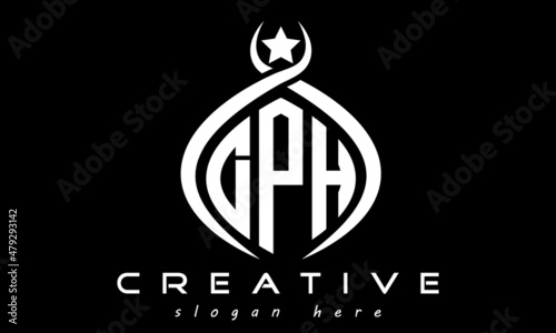 DPH three letters monogram curved oval initial logo design, geometric minimalist modern business shape creative logo, vector template