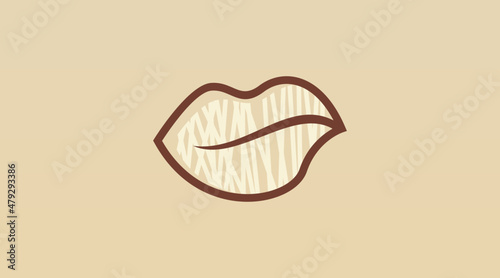 Flat Lips Logo Template Vector. Lips Logo Design Concept © Framehay