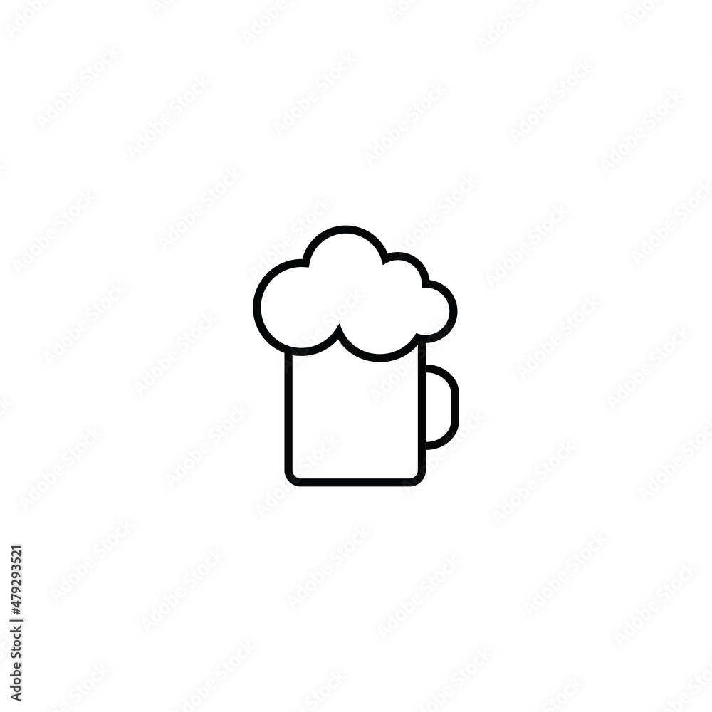 Food and drinks concept. Modern outline symbol and editable stroke. Vector line icon of foamy beer in mug
