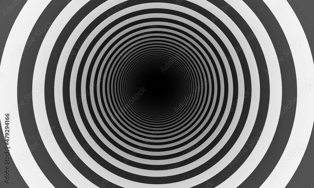 black and white tunnel texture background.3d rendering.	