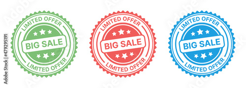 Big Sale red grunge stamp isolated. Limited offer with big sale label