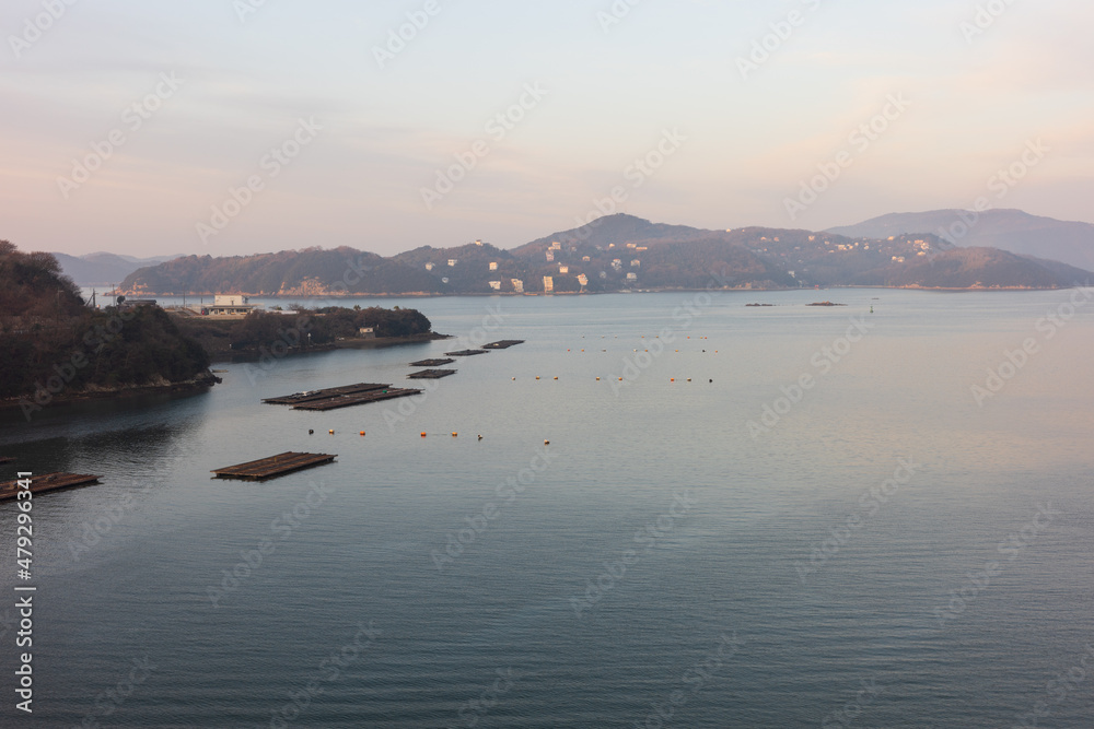 日本の岡山県備前市の頭島の美しい風景